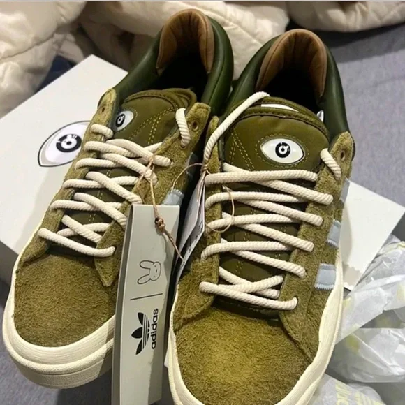 adidas gazelle silver green womens Adidas campus x bad bunny “Wild moss” – FEIDCLOTHES main image 1